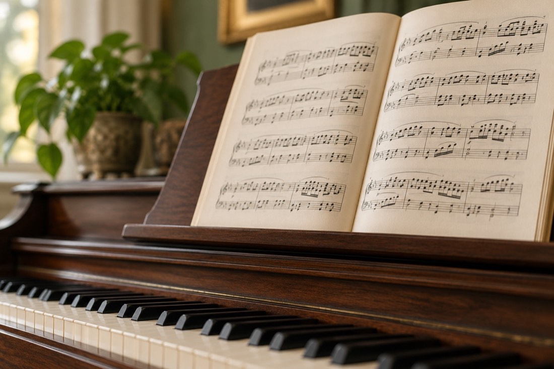 Noten auf einem Klavier